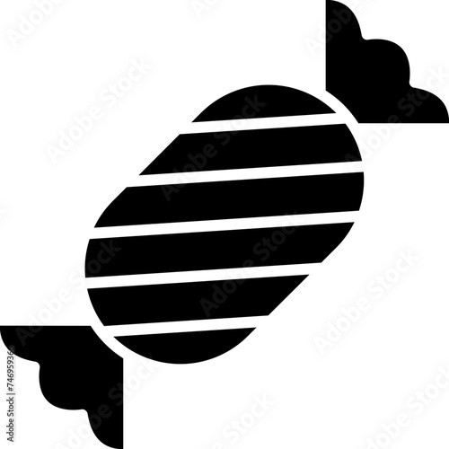 B&W illustration of candy or toffee icon.
