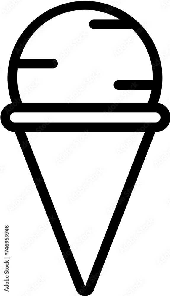 Ice cream cone icon in thin line art. Ice cream cone icon in thin line art.