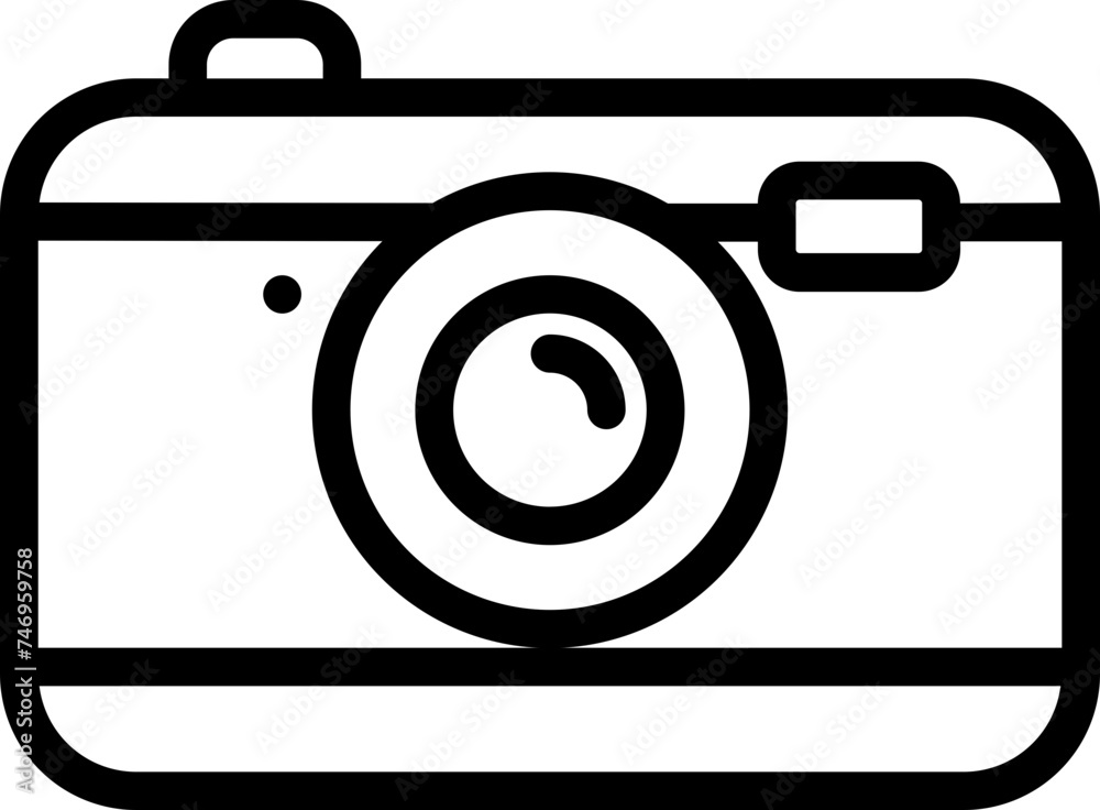 Line art digital camera icon in flat style. Line art digital camera icon in flat style.