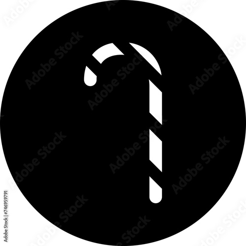 B&W candy stick icon in flat style.
