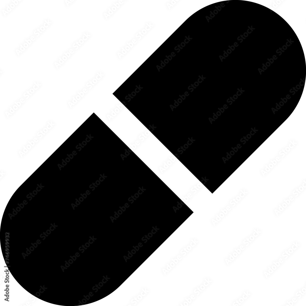 Capsule or tablet icon in flat style.