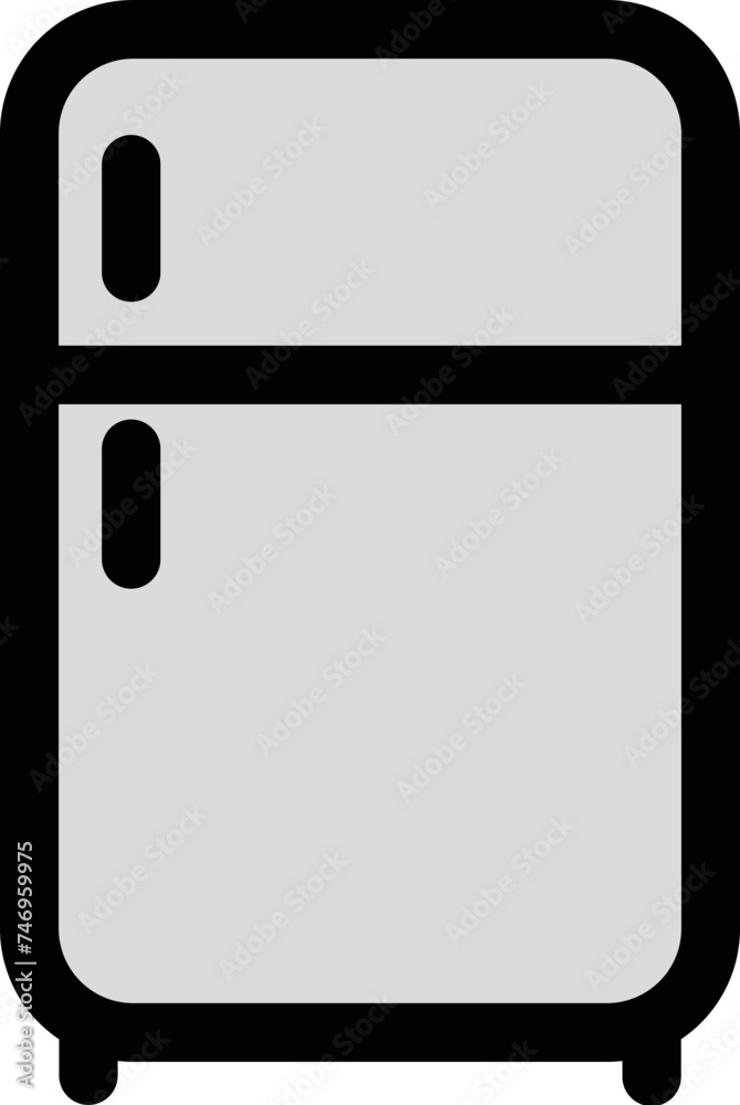 Double Door Refrigerator icon in gray and black color. Double Door Refrigerator icon in gray and black color.
