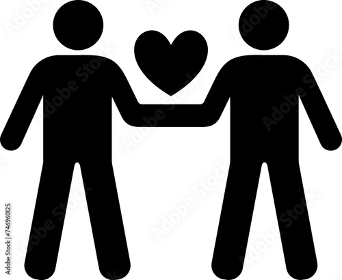 Loving gay couple glyph icon.