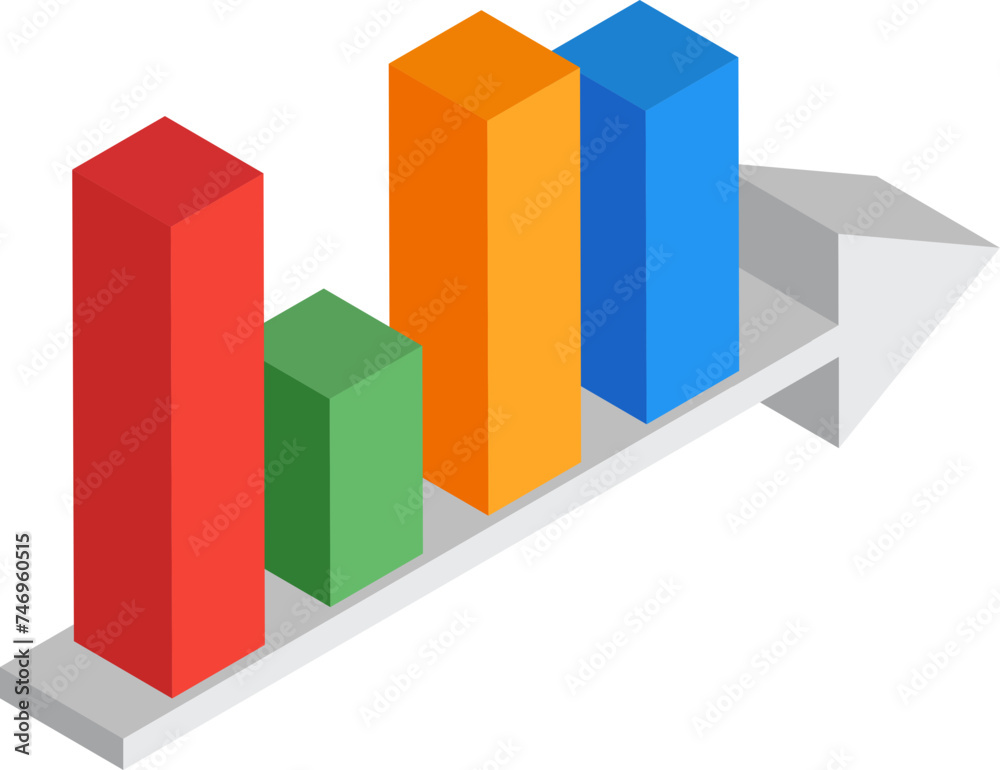 3D illustration of colorful growing infographic bar graph. 3D illustration of colorful growing infographic bar graph.