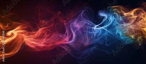 Vibrant and Dynamic Colorful Smoke Swirling on Dark Background