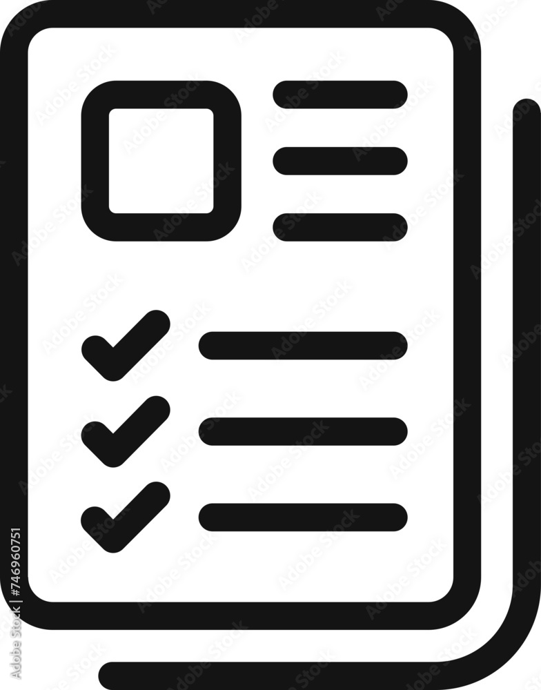 Checking paper icon in line art. Checking paper icon in line art.