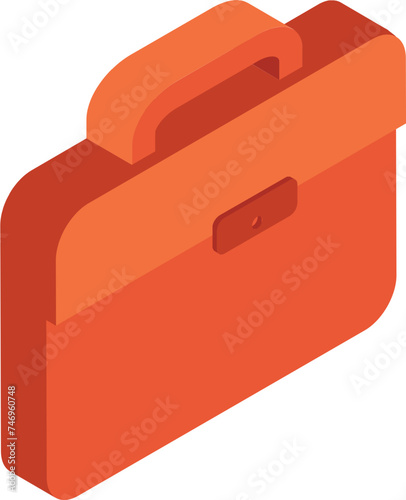 3D isometric of briefcase icon in orange color.