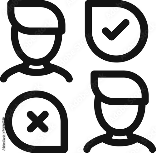 Illustration of decision icon in thin line art. photo