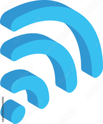 3D illustration of wifi icon in blue color.