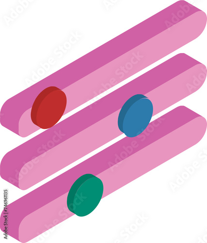 Music equalizer or slider icon in 3d style.