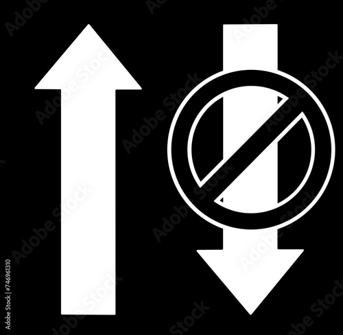 Two way no entry icon in b&w color.