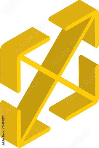 Isometric expand or maximize icon in yellow color.
