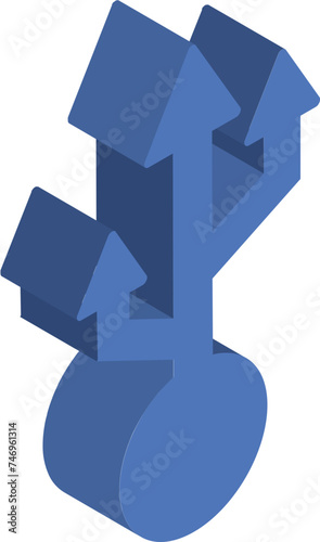 3D isometric of USB icon in blue color.