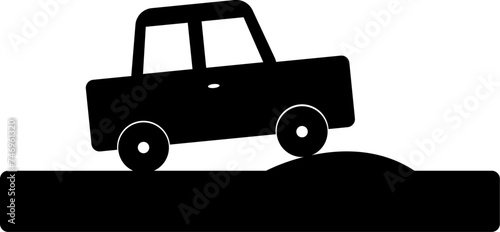 Vehicle on speed breaker icon or symbol.