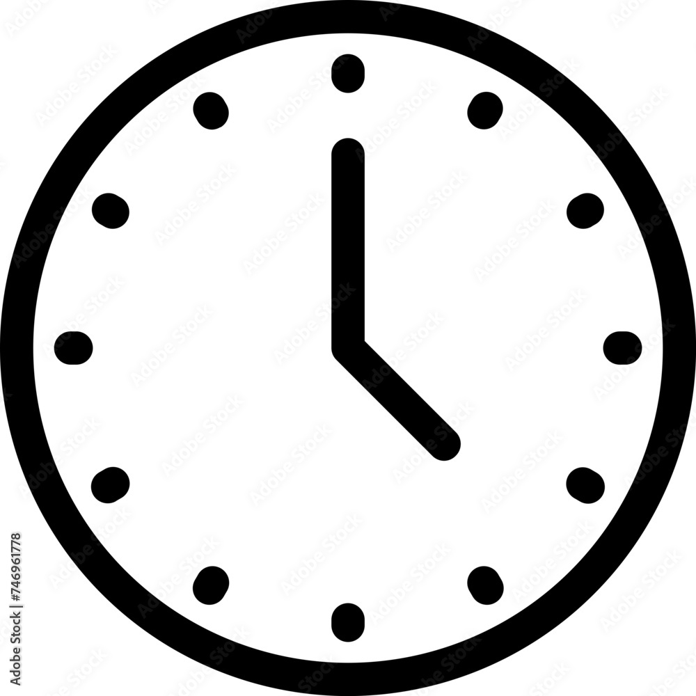 Clock icon in black thin line art. Clock icon in black thin line art.