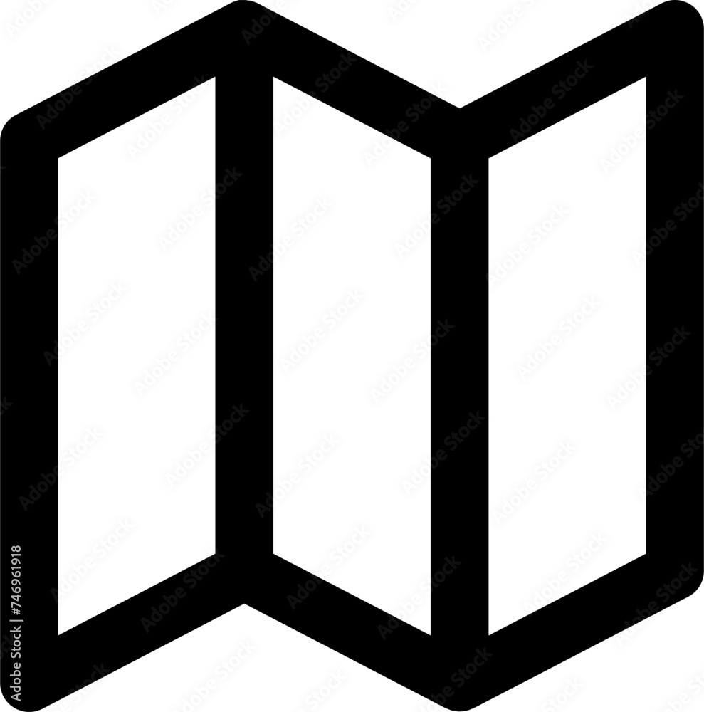 Map navigation icon in black line art.