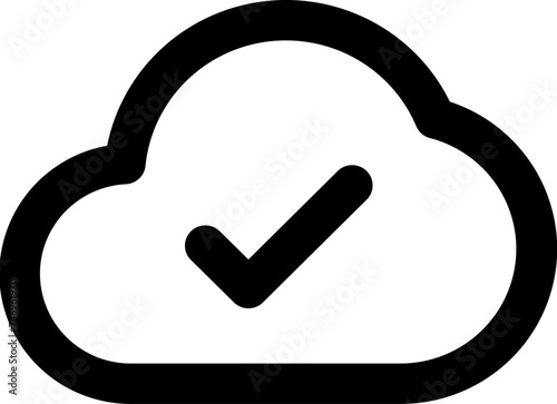 Approve cloud network icon in line art. photo