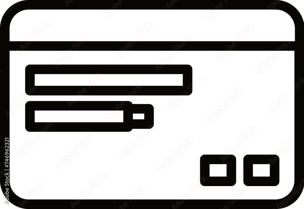 Line art illustration of credit or debit card icon. Line art illustration of credit or debit card icon.