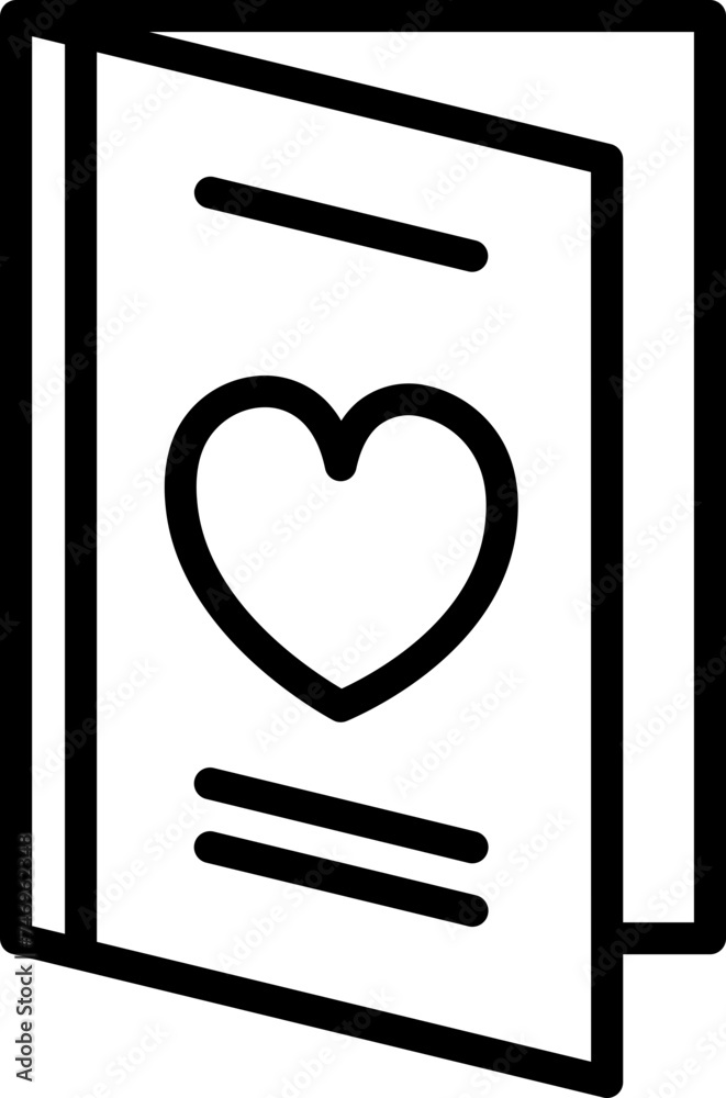 Greeting card icon in line art.