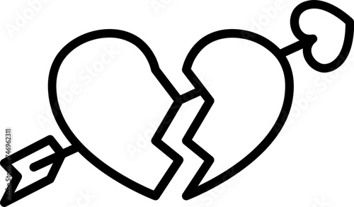 Heart with arrow icon in line art.