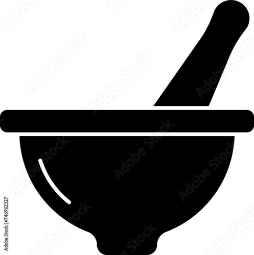 Mortar and pestle glyph icon or symbol.