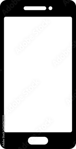 B&W smartphone icon in flat style.