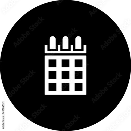Flat style calendar icon in b&w color.