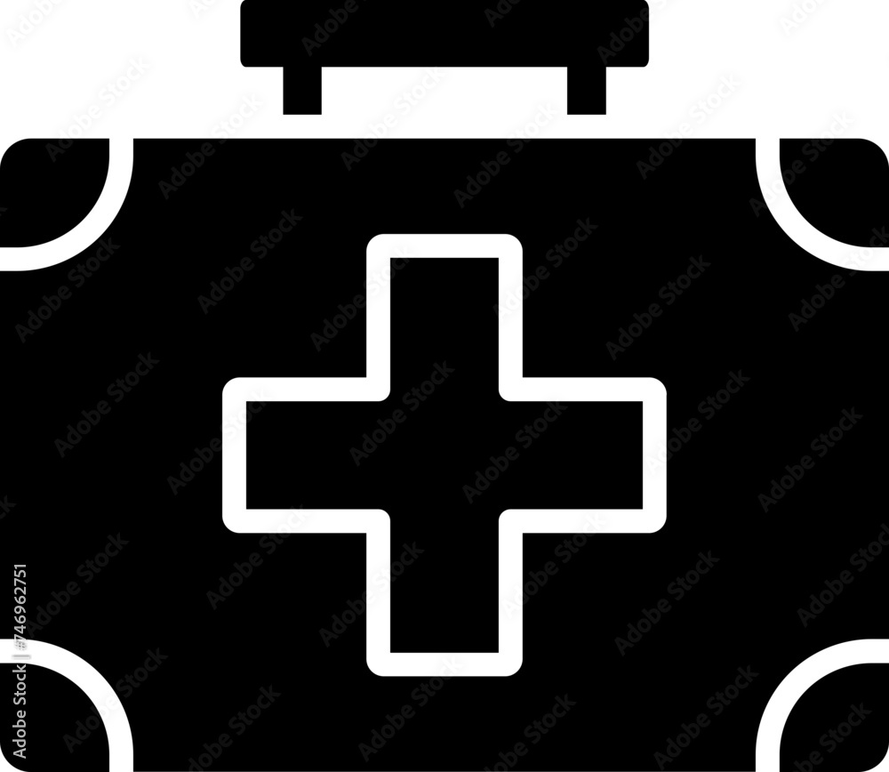 Fototapeta premium First aid box icon in b&w color.