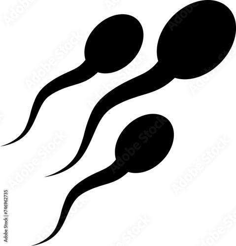 Sperm icon or symbol in black color.