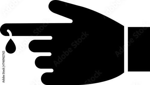 Finger bleeding icon in b&w color.