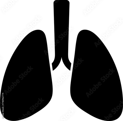Flat style lungs icon in b&w color.