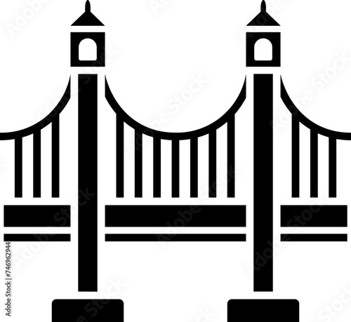Canvas Print B&W london bridge icon in flat style.