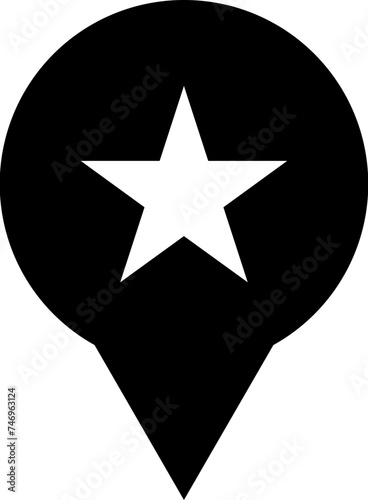 Star map pointer icon in b&w color.