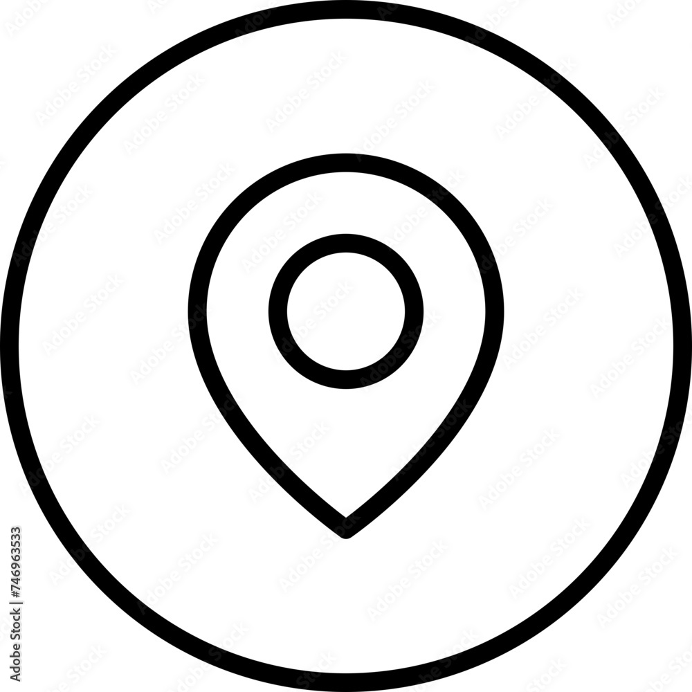Line art Location Pin icon in flat style. Line art Location Pin icon in flat style.