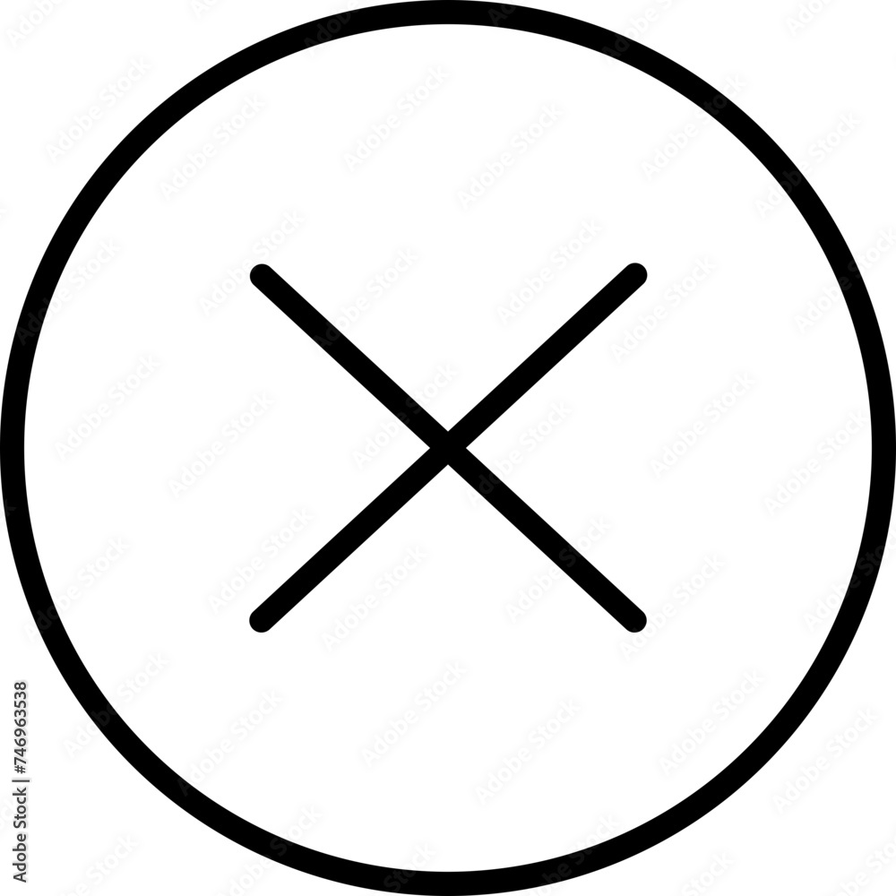 Line art illustration of cross button icon. Line art illustration of cross button icon.