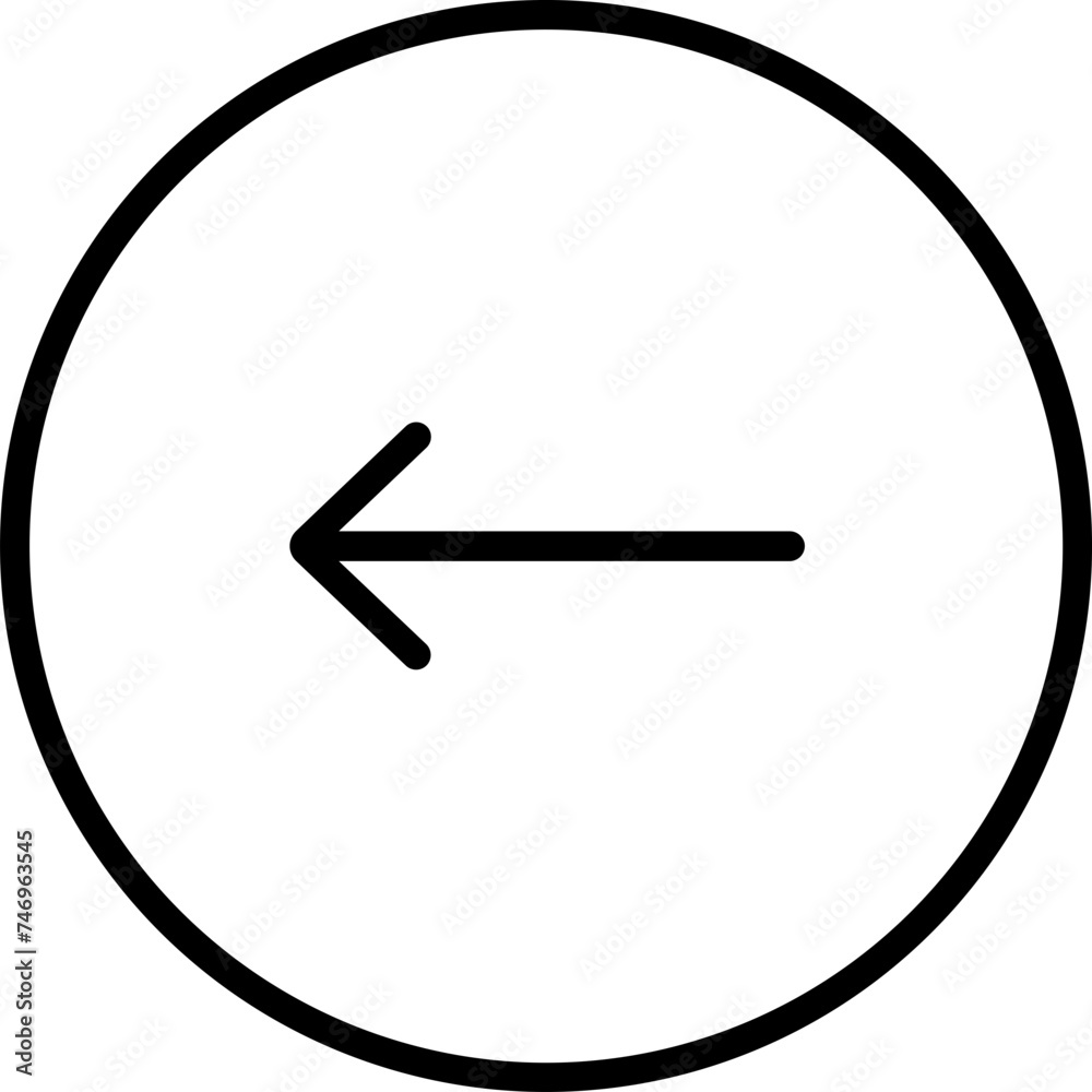 Left arrow or back button icon in line art. Left arrow or back button icon in line art.