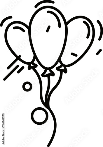 Foto B&W illustration of balloons bunch icon.