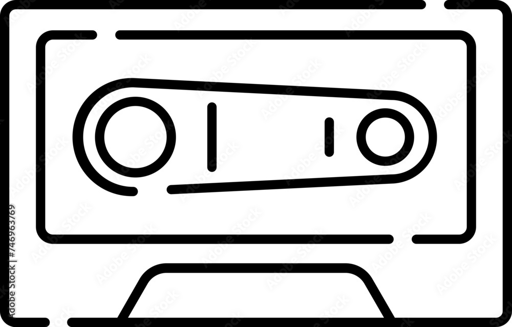 Fototapeta premium Cassette icon or symbol in line art.