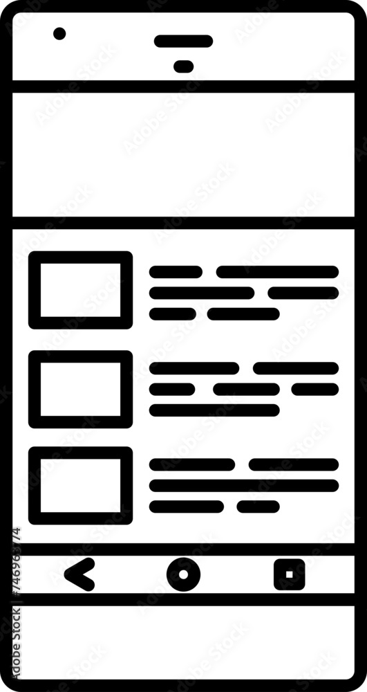 Open thumbnails in smartphone icon in line art. Open thumbnails in smartphone icon in line art.