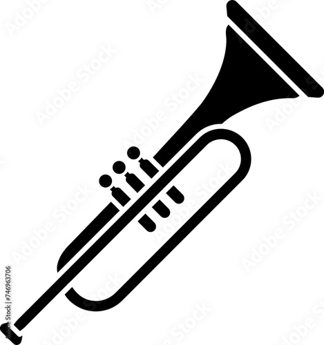 Trumpet icon in b&w color.