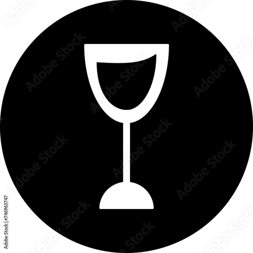 B&W illustration of wineglass icon.