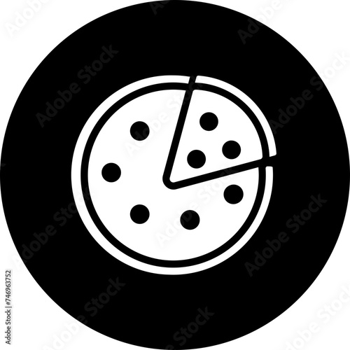 B&W pizza icon in flat style.
