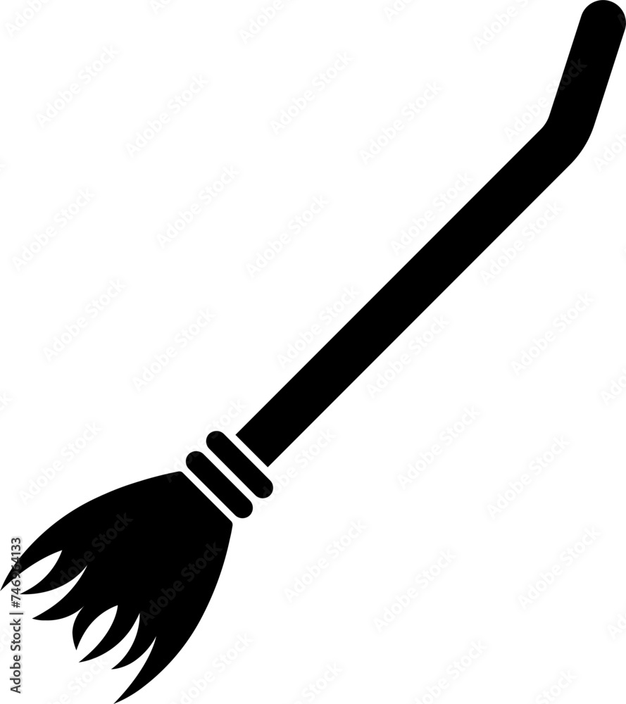 Glyph broom icon in flat style.