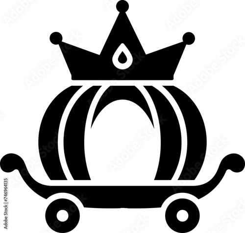 Wedding carriage or brougham icon in b&w color.