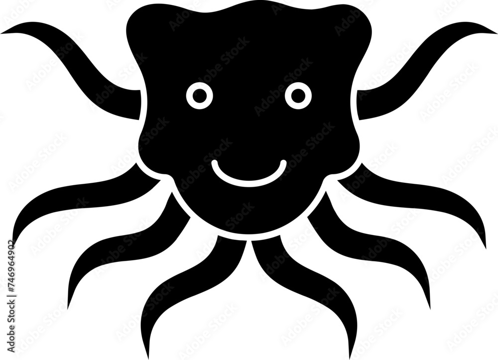 Character of octopus icon in b&w color. Character of octopus icon in b&w color.