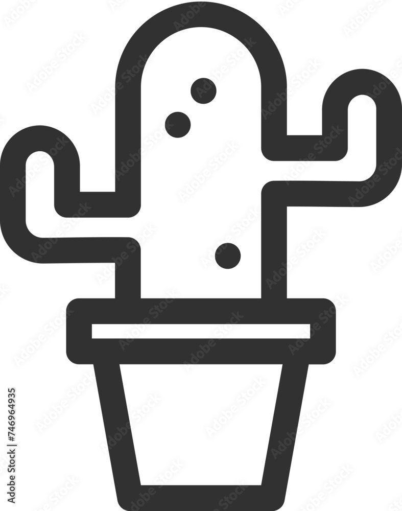 Line art cactus icon in flat style. Line art cactus icon in flat style.