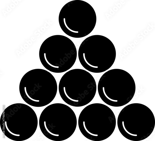 Stack of cannon ball or bomb. Glyph icon or symbol.