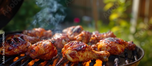 Sizzling Grill: Freshly Cooked Chicken Breast on a Hot Barbecue. Tasty BBQ Meat on Outdoor Grill.