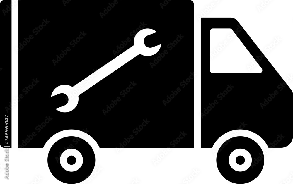 B&W maintenance truck icon or symbol. B&W maintenance truck icon or symbol.