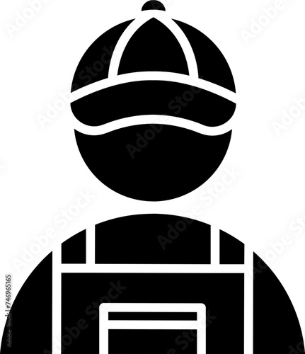 B&W plumber icon in flat style.